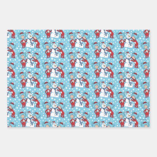 Ding één ding twee sneeuwman patroon inpakpapier vel (Voorkant 3)
