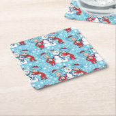 Ding één ding twee sneeuwman patroon kartonnen onderzetters (Schuin)