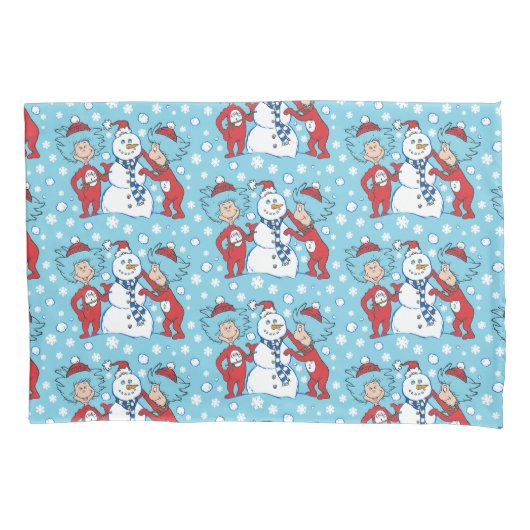 Ding één ding twee sneeuwman patroon kussensloop (Voorkant)