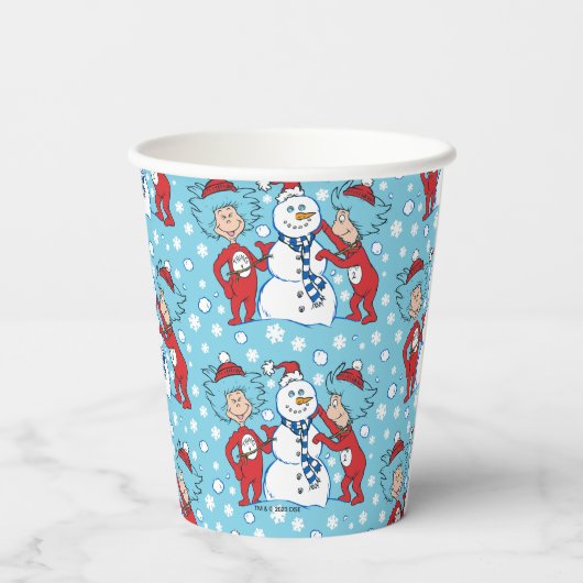 Ding één ding twee sneeuwman patroon papieren bekers (Achterkant)