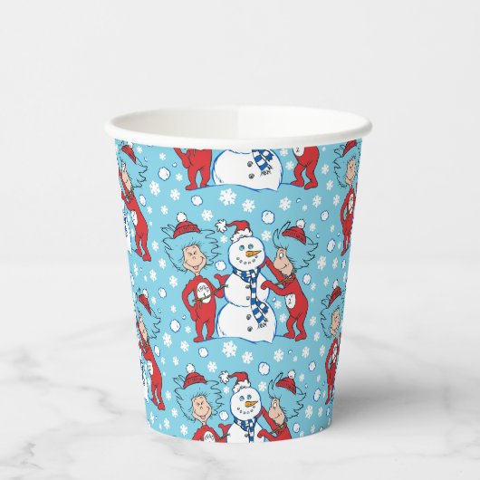 Ding één ding twee sneeuwman patroon papieren bekers (Links)