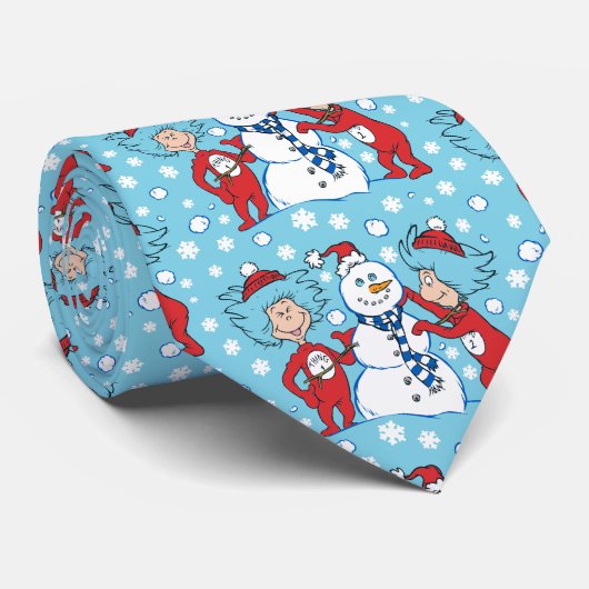 Ding één ding twee sneeuwman patroon stropdas (Opgerold)