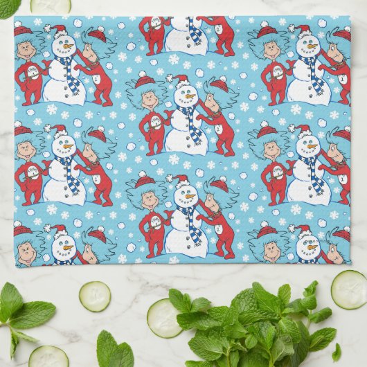 Ding één ding twee sneeuwman patroon theedoek (Gevouwen)