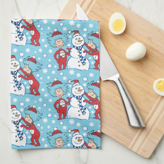 Ding één ding twee sneeuwman patroon theedoek (Quarter Fold)