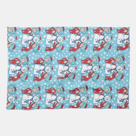 Ding één ding twee sneeuwman patroon theedoek (Horizontaal)