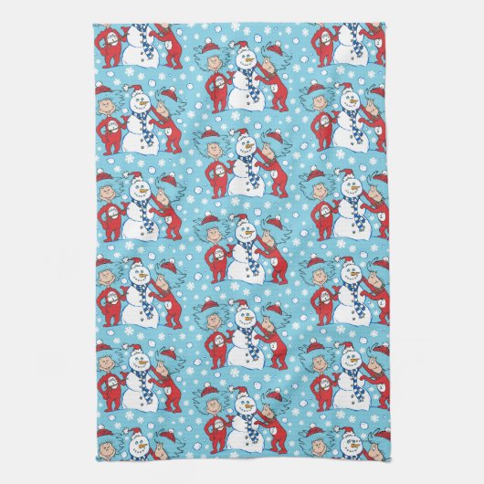 Ding één ding twee sneeuwman patroon theedoek (Verticaal)
