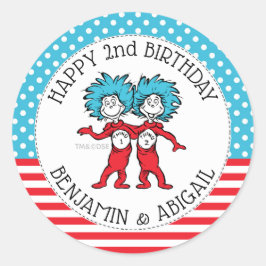 Ding Een Ding Twee | Tweeling Verjaardag Ronde Sticker