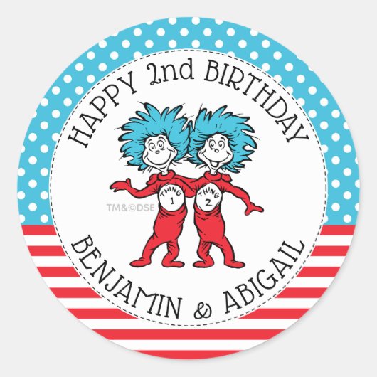 Ding Een Ding Twee | Tweeling Verjaardag Ronde Sticker (Voorkant)