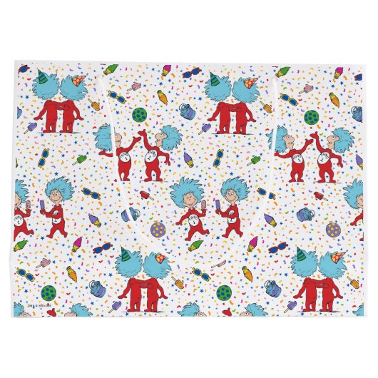 ding één ding twee viering patroon groot cadeauzakje (Achterkant)