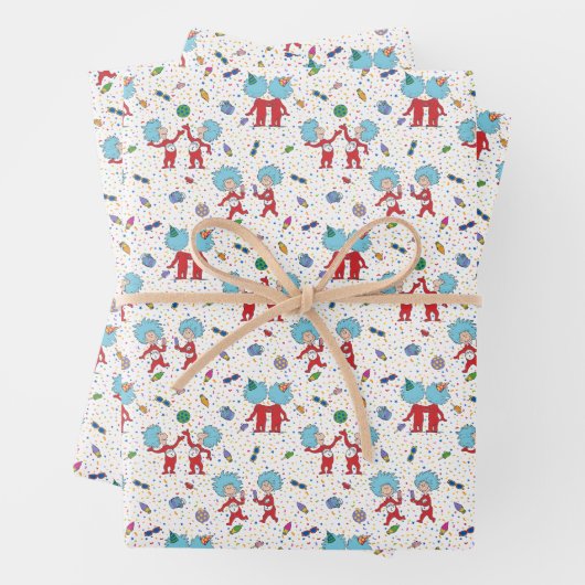 ding één ding twee viering patroon inpakpapier vel (In situ)