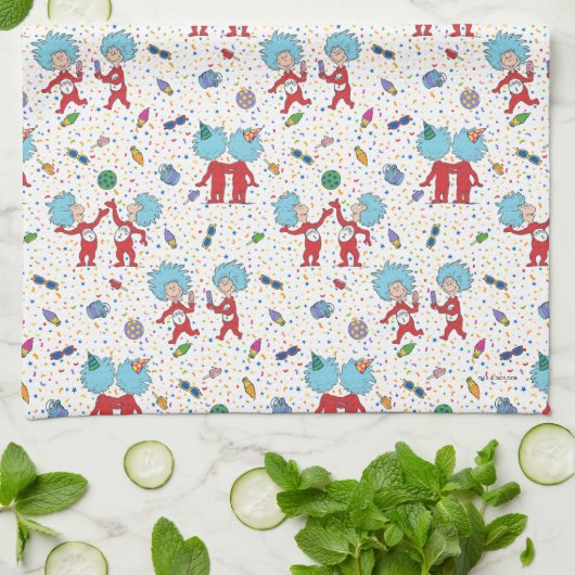 ding één ding twee viering patroon theedoek (Gevouwen)