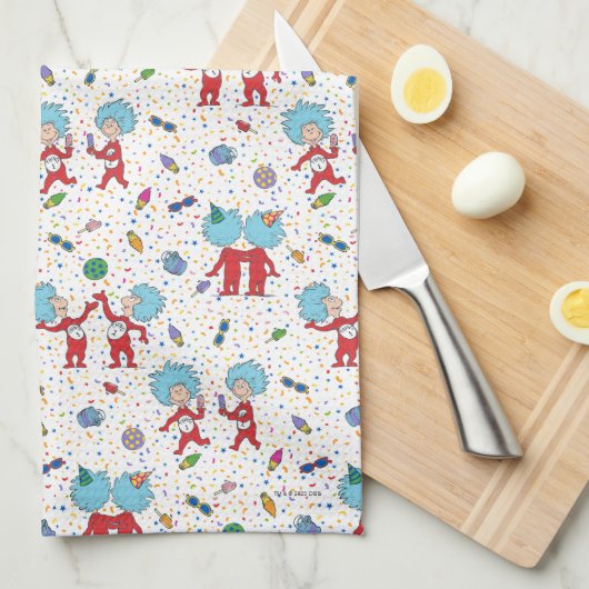 ding één ding twee viering patroon theedoek (Quarter Fold)