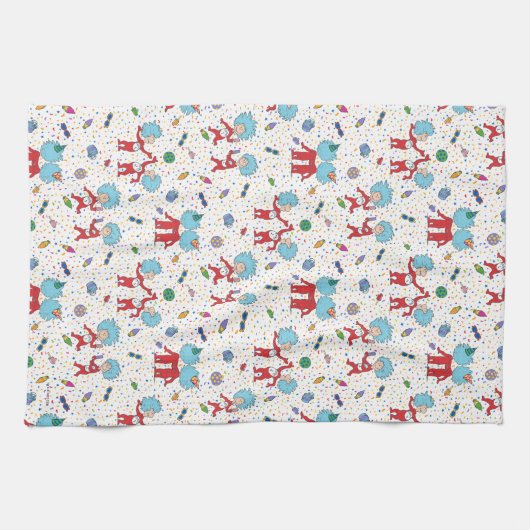 ding één ding twee viering patroon theedoek (Horizontaal)