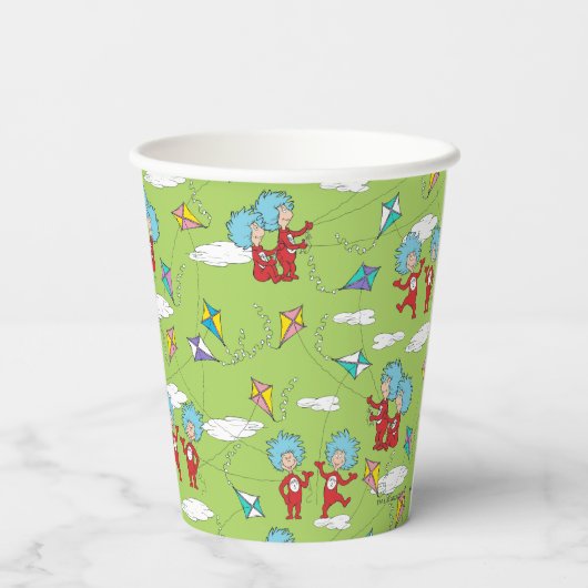 Ding Een Ding Twee Vliegende Vlieger Dingen Patroo Papieren Bekers (Achterkant)