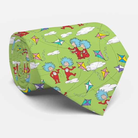 Ding Een Ding Twee Vliegende Vlieger Dingen Patroo Stropdas (Opgerold)