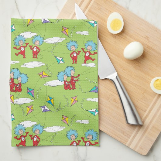 Ding Een Ding Twee Vliegende Vlieger Dingen Patroo Theedoek (Quarter Fold)