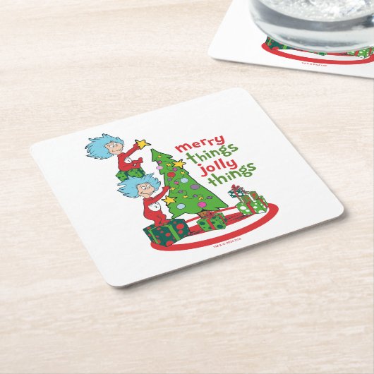 Ding Een Ding Twee Vrolijke Dingen Jolly Dingen Kartonnen Onderzetters (Schuin)