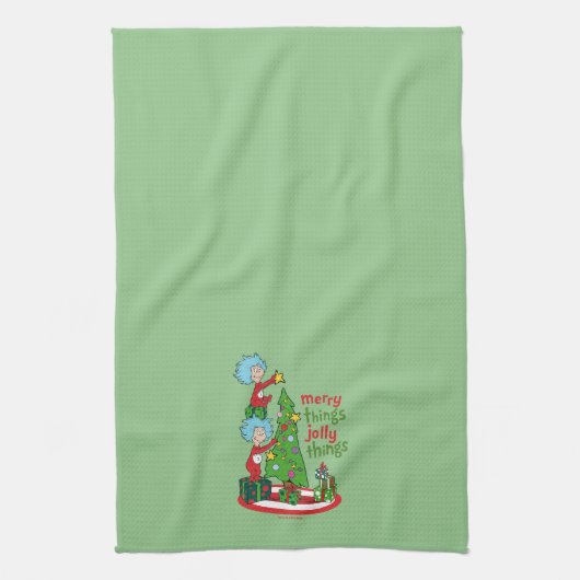 Ding Een Ding Twee Vrolijke Dingen Jolly Dingen Theedoek (Verticaal)