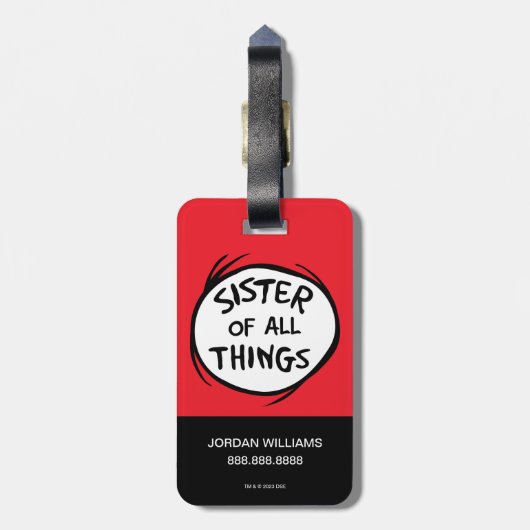 Ding één ding twee - zuster van alle dingen bagagelabel (Achterkant verticaal)