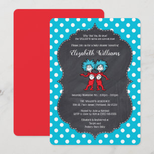 Ding één, twee   Tweeling Chalkboard Baby shower Kaart