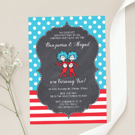 Ding één, twee | Tweeling Chalkbord Verjaardag Kaart