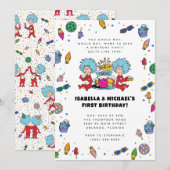 Ding één, twee | Tweeling Confetti Verjaardag Kaart (Voorkant / Achterkant)