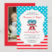 Ding één, twee | Twins Verjaardag Kaart (Voorkant / Achterkant)