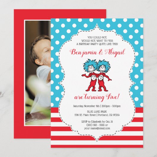 Ding één, twee | Twins Verjaardag Kaart (Voorkant / Achterkant)