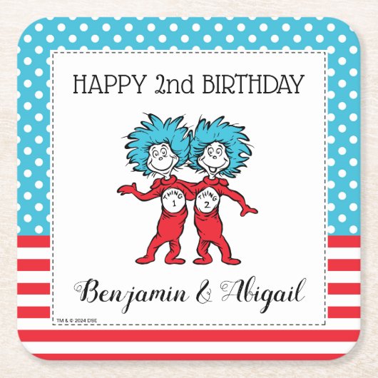 Ding één, twee | Twins Verjaardag Kartonnen Onderzetters (Voorkant)