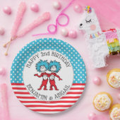 Ding één, twee | Twins Verjaardag Papieren Bordje (Feest)