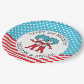 Ding één, twee | Twins Verjaardag Papieren Bordje (Gekanteld)