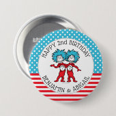 Ding één, twee | Twins Verjaardag Ronde Button 7,6 Cm (Voorkant /achterkant)