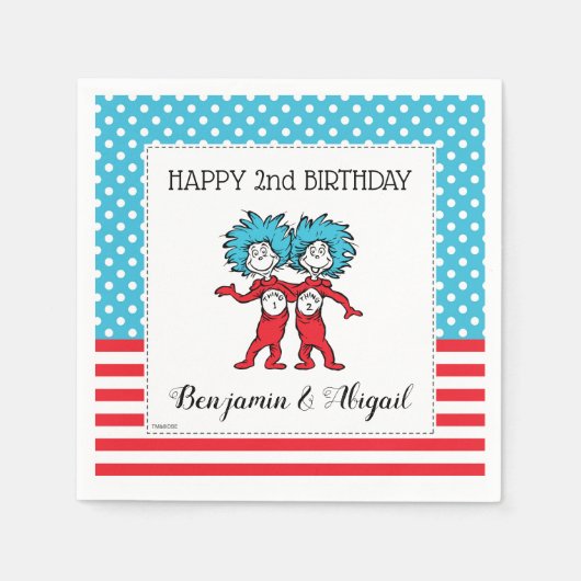 Ding één, twee | Twins Verjaardag Servet (Voorkant)