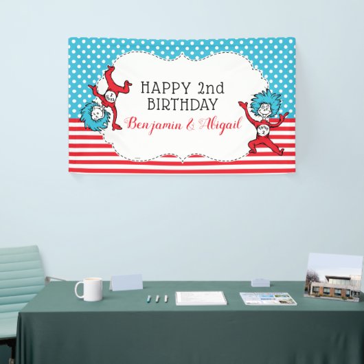 Ding één, twee | Twins Verjaardag Spandoek (Beurs)