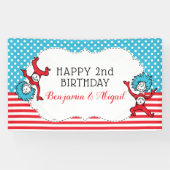 Ding één, twee | Twins Verjaardag Spandoek (Horizontaal)