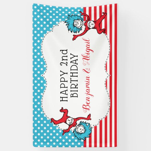 Ding één, twee | Twins Verjaardag Spandoek (Verticaal)