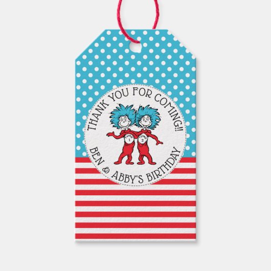 Ding één, twee | Twins verjaardagsgunst Cadeaulabel (Voorkant)