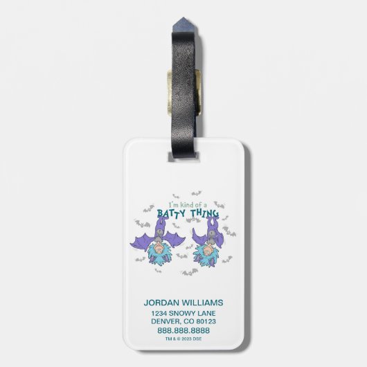 Ding One Thing Two Soort van een Batty Thing Bagagelabel (Achterkant verticaal)