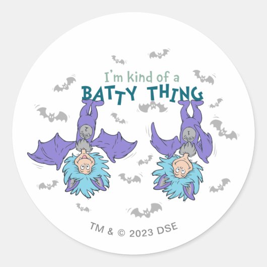 Ding One Thing Two Soort van een Batty Thing Ronde Sticker (Voorkant)