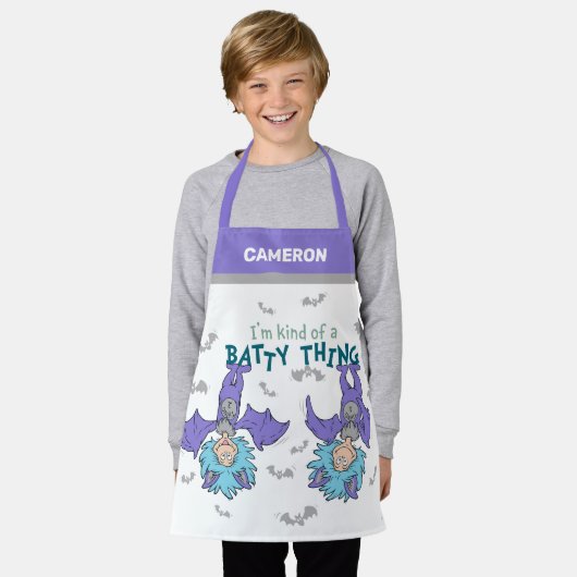 Ding One Thing Two Soort van een Batty Thing Schort (Gedragen)