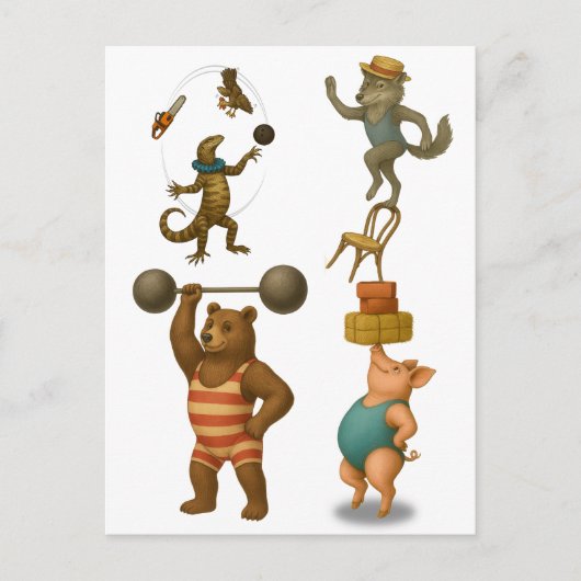 Dingaling Bros Circus acts Briefkaart (Voorkant)