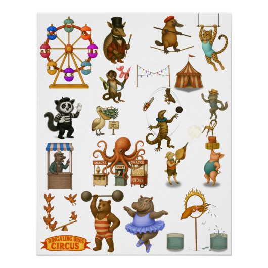 Dingaling Bros Circus acts Perfect Poster (Voorkant)