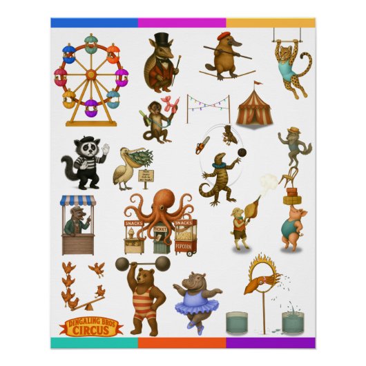 Dingaling Bros Circus acts Perfect Poster (Voorkant)