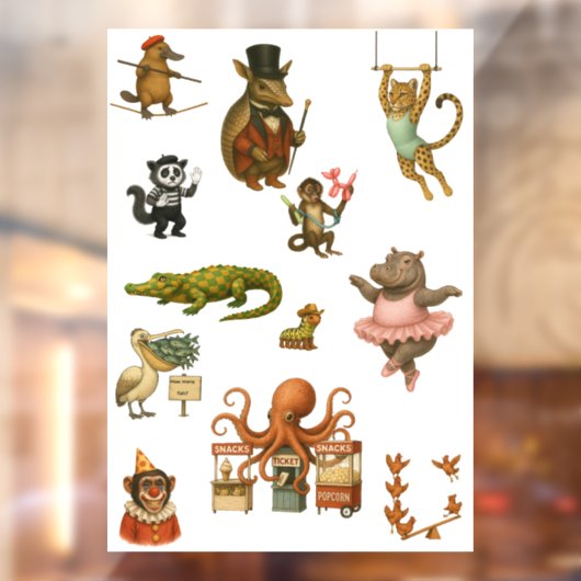 Dingaling Bros Circus acts Raamsticker (Vel 2)