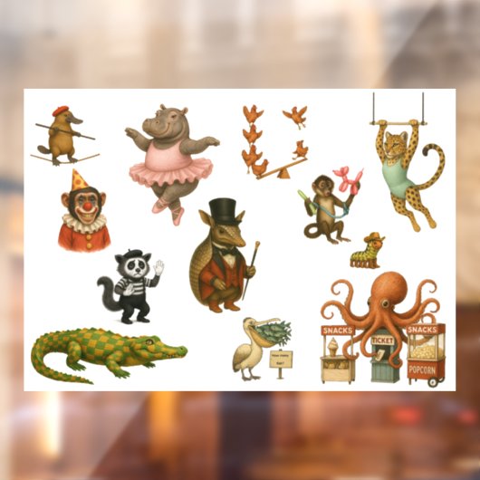 Dingaling Bros Circus acts Raamsticker (Vel 2)