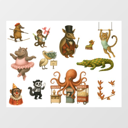 Dingaling Bros Circus acts Raamsticker (Vel)