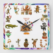 Dingaling Bros Circus acts Vierkante Klok (Voorkant)