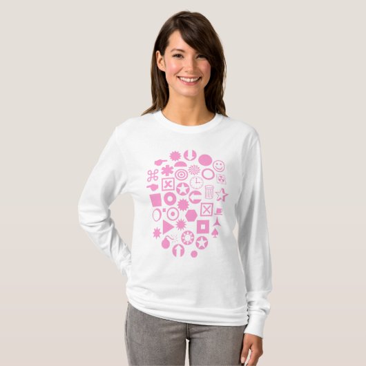 Dingbat Abstract - Roze T-shirt (Voorkant volledig)