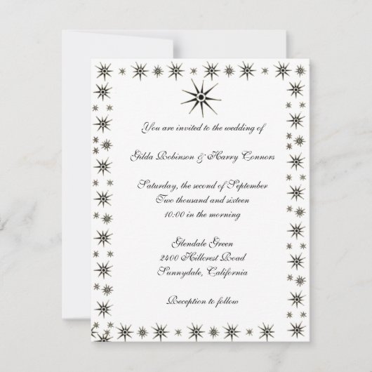 Dingbat Stars Wedding Invitation Kaart (Voorkant)