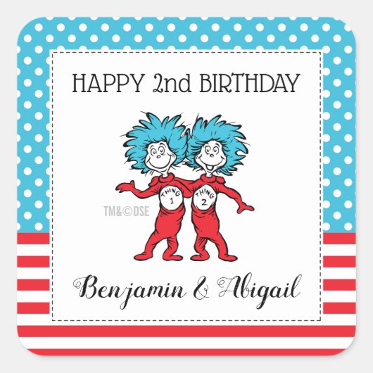 Dingen 1 Ding 2 | Twins Birthday Vierkante Sticker (Voorkant)